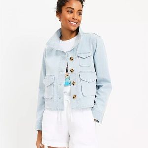 Loft: Denim Utility Jacket Indigo Stripe (L)